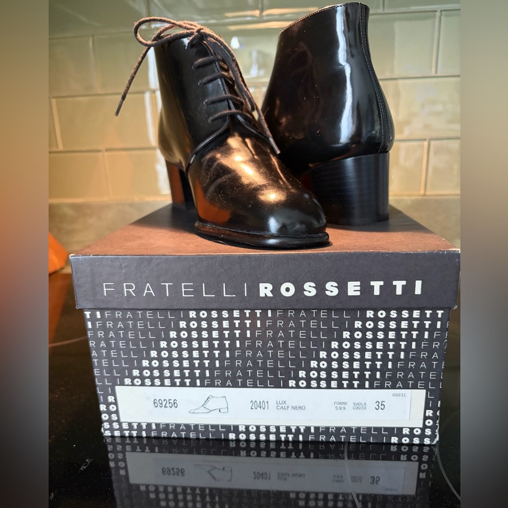 NEW! Fratelli Rossetti Lux Black Calf Leather Oxfords